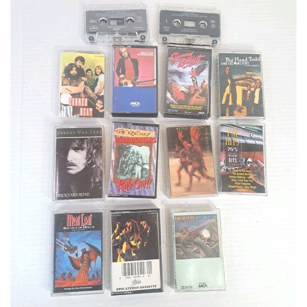 Lot (12) Cassette Tapes Rock Pop Buffett Petty Meat Loaf Simon Walsh Cheap Trick